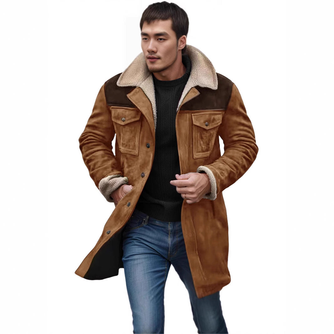 Men's biker jacket in faux leather with removable fur collar Lune London