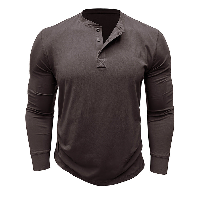 Men's long sleeve Henley shirt with stylish buttons and a high quality cotton blend Lune London