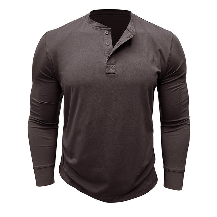Men's long sleeve Henley shirt with stylish buttons and a high quality cotton blend Lune London