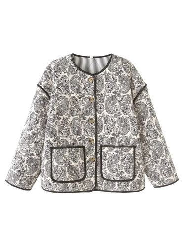 Quilted jacket with unique paisley patterns for women Lune London