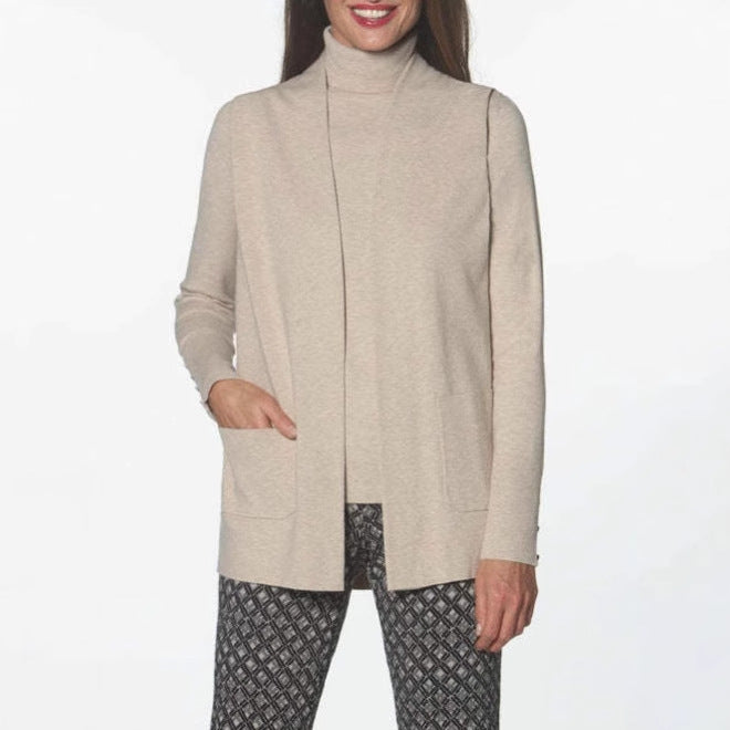 Knitted jacket for women with high collar and practical pockets Lune London