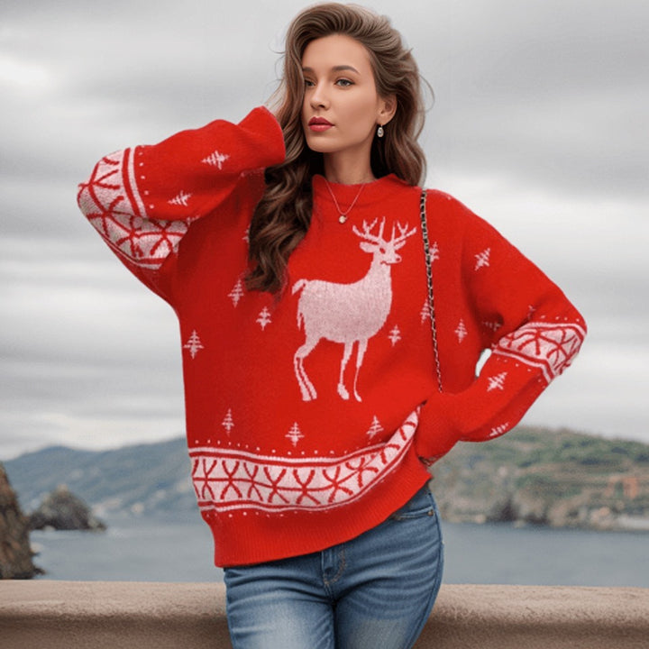 Women's festive sweater with reindeer pattern and soft material Lune London