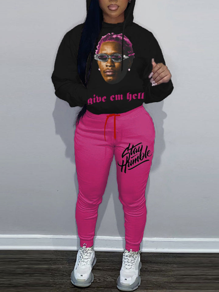 Women's hoodie and jogging set with creative graphic print and catchy design Lune London