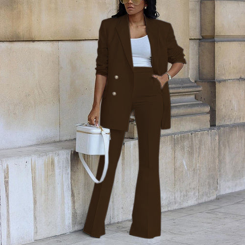 Elegant blazer set for women with wide legs and belt at the waist Lune London