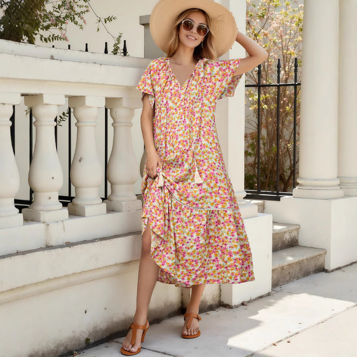 Lune London Floral Bohemian Maxi Dress for Women