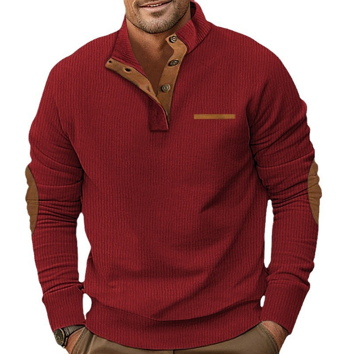Men's sweater with zipper and leather details Lune London