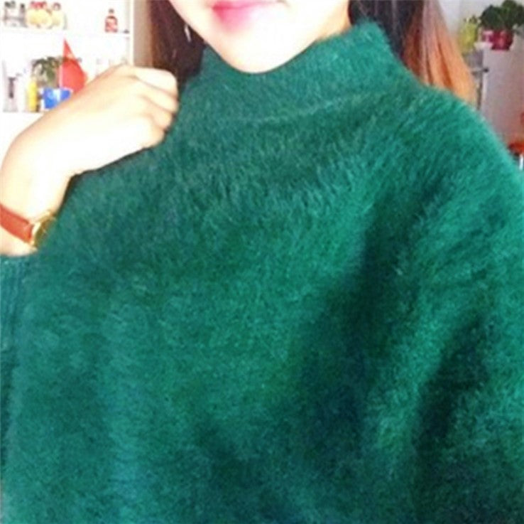 Women’S Fleece Turtleneck Sweater with Puff Sleeves and Textured Design Lune London