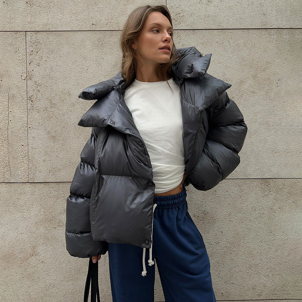 Women's Stylish Short-Cut Down Coat with Hood Lune London