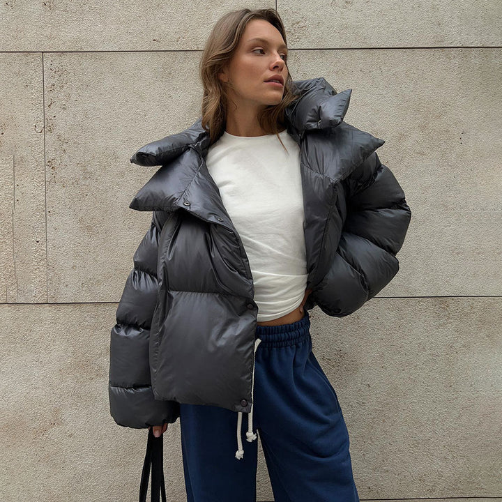 Women's Stylish Short-Cut Down Coat with Hood Lune London