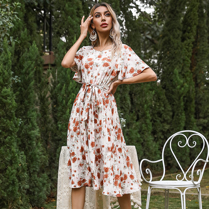 Floral wrap midi dress for women with bell sleeves Lune London
