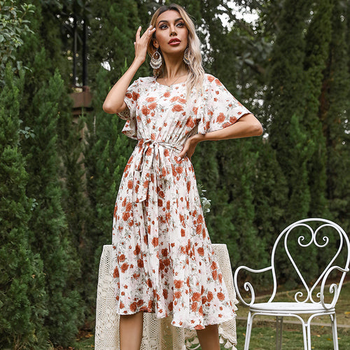 Floral wrap midi dress for women with bell sleeves Lune London