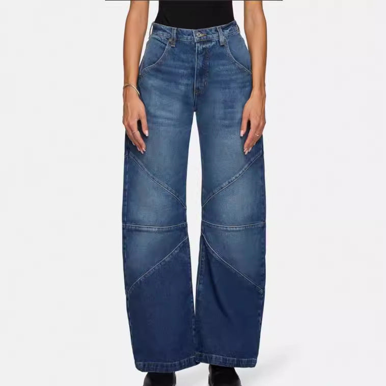 Women's wide jeans with unique seam design in trendy style Lune London
