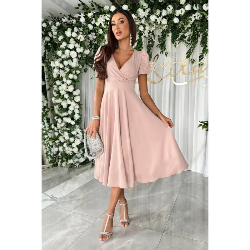 Elegant A-line midi dress for women with soft pleats Lune London