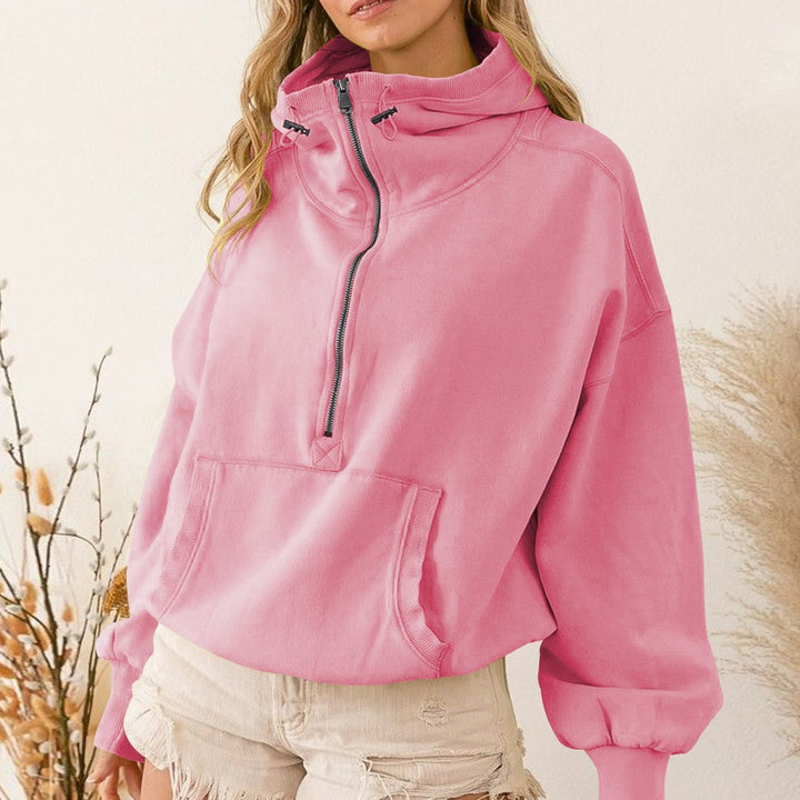 Ladies Zip Hooded Sweatshirt Sporty with Chic Casual Cut and Style