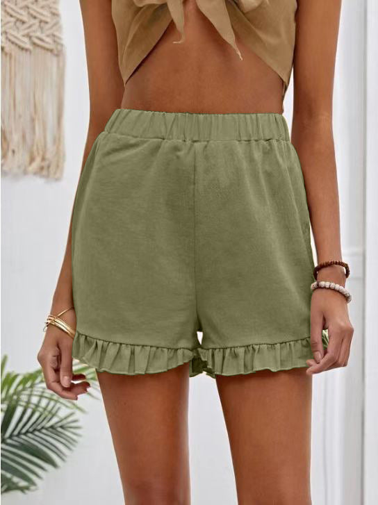 Women's shorts with gathered hem to slip on Lune London