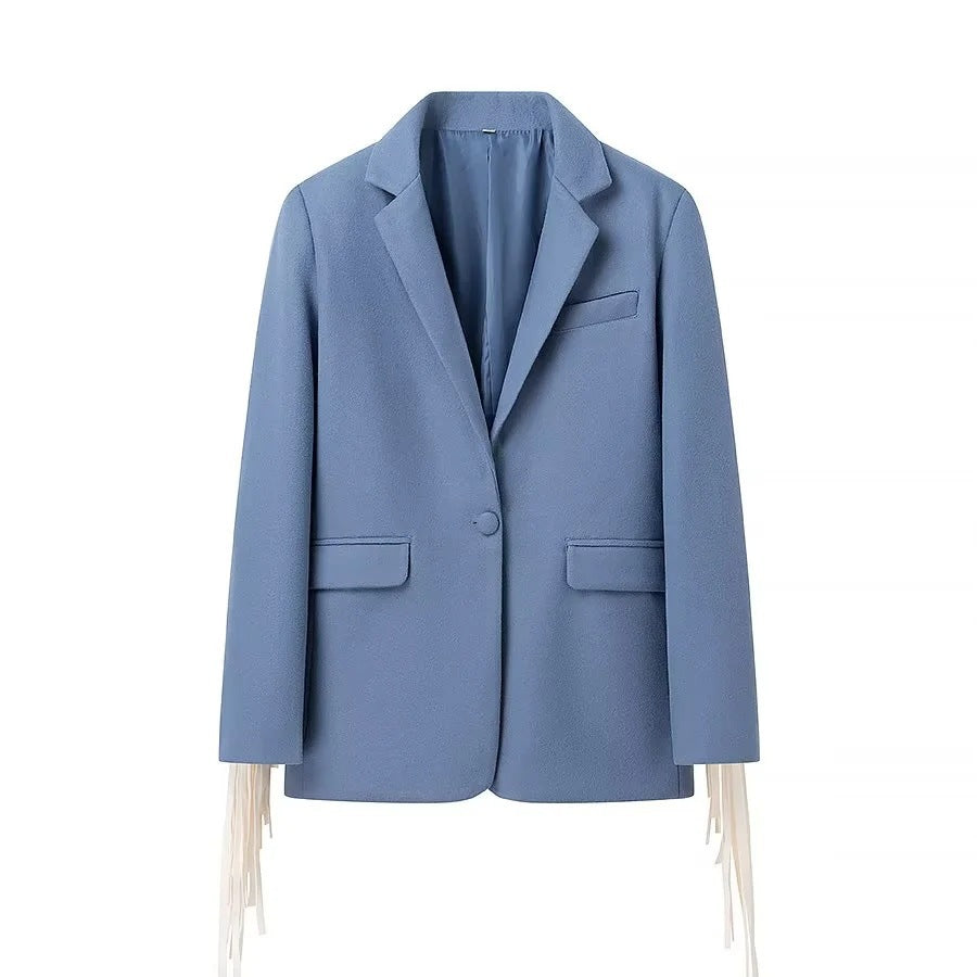 Veste blazer élégante pour femmes avec détails à franges Chic & Stil