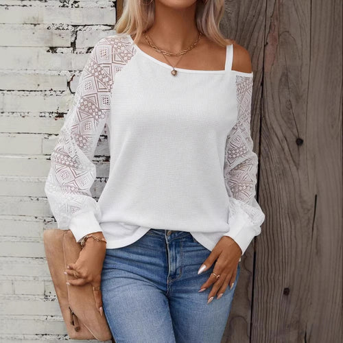 Women Elegant Knit Top with Asymmetric Neckline and Embellished Sleeves Lune London