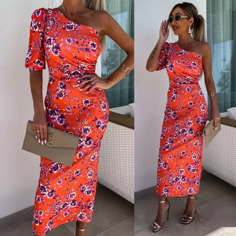 Ladies Maxi Dress One Shoulder Chic Design and Style