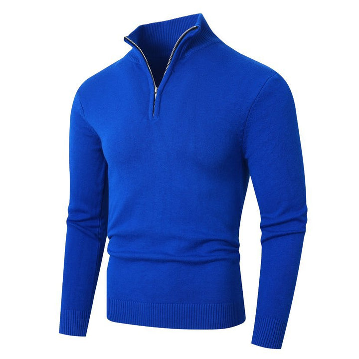 Lune London | Men's sweater with modern half zipper and fine ribbed structure