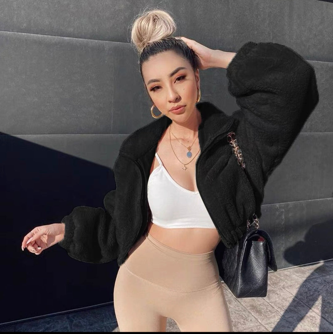 Ladies comfortable fleece jacket with oversized cut Chic and Style