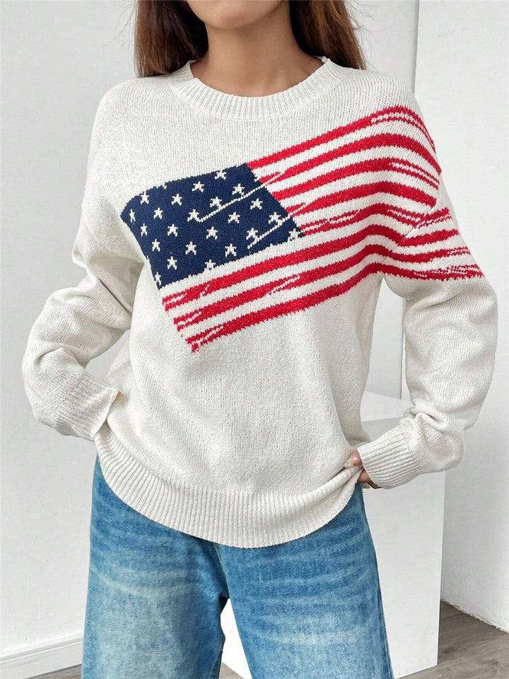 Knit sweater for women with flag pattern and relaxed fit Lune London