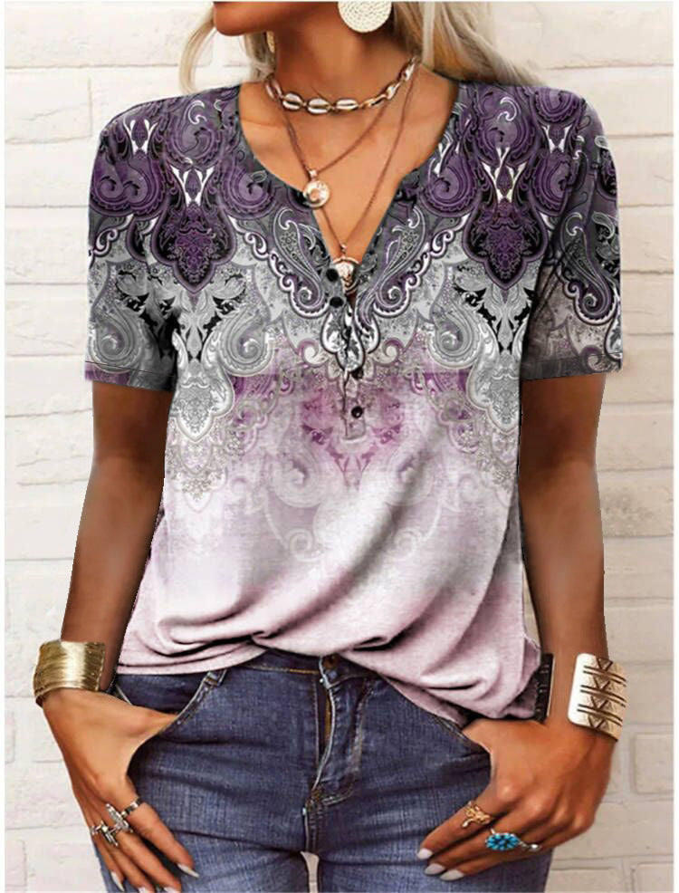 Women Printed Art Short Sleeve Top Lune London