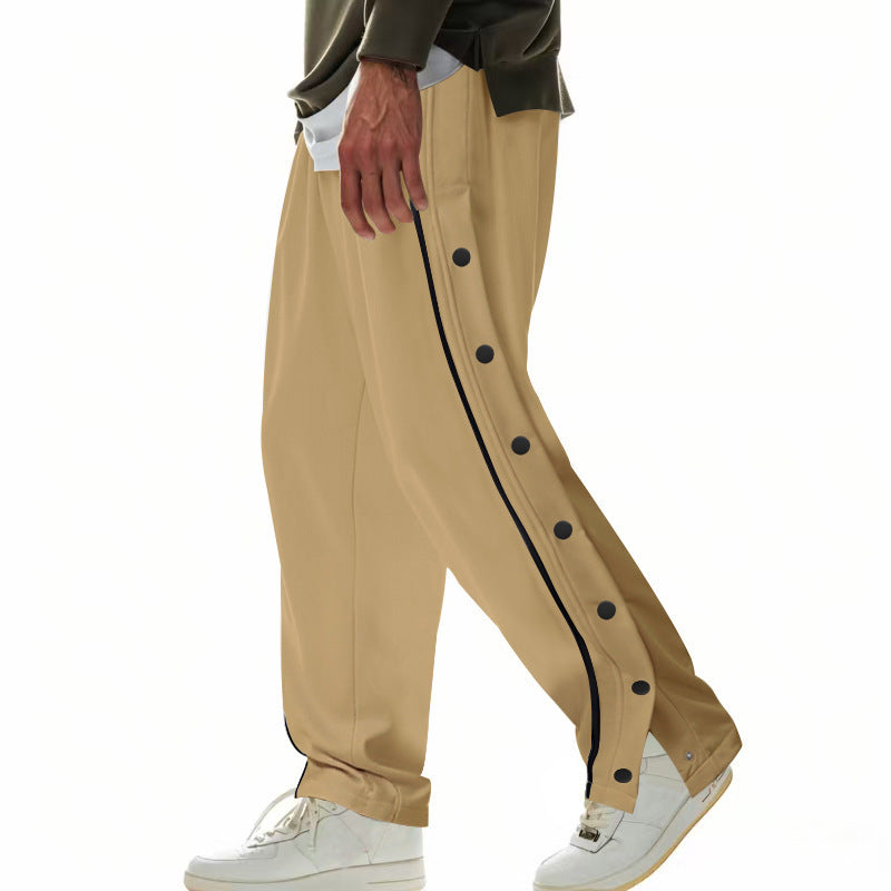 Sporty men's jogger pants with practical snap buttons and elastic waistband Lune London
