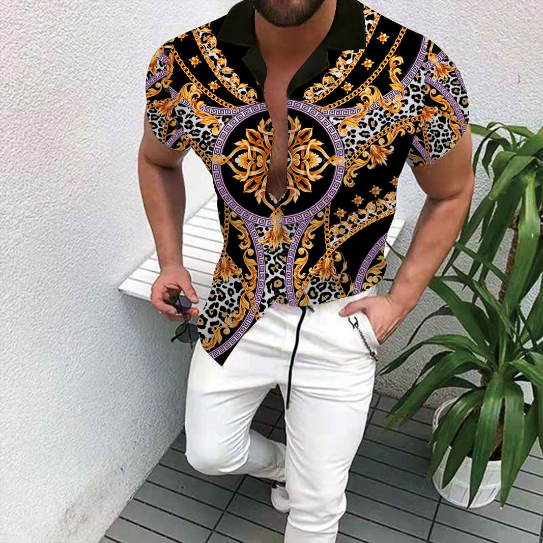 Men's Luxury Printed Polo Shirt Short Sleeve Lune London