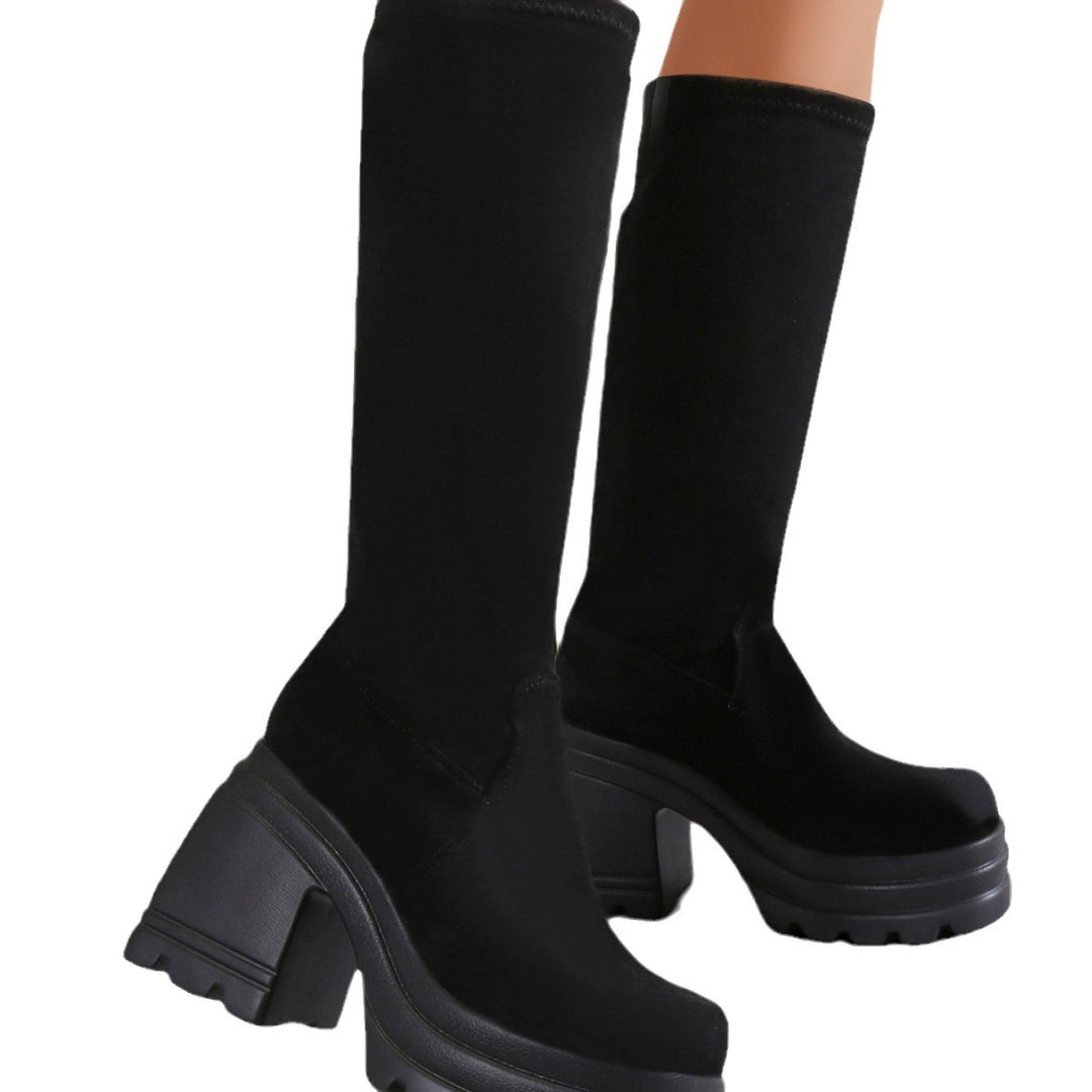 Over-the-knee boots for women with a sturdy platform and a comfortable inner lining Lune London