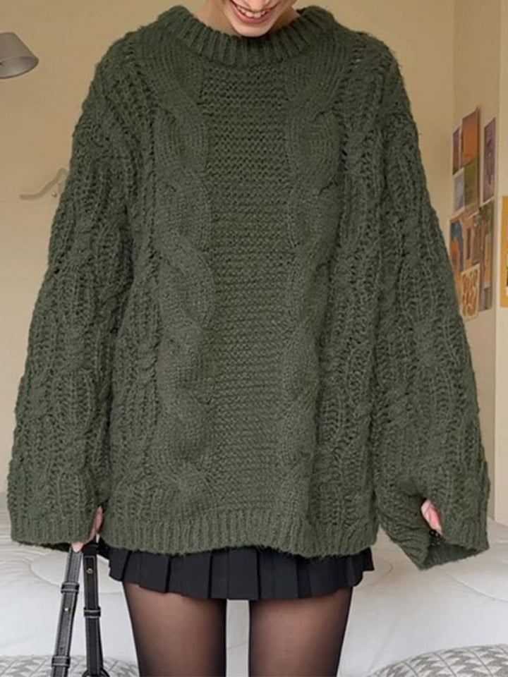 Ladies Large knitted sweater with twisted pattern Lune London