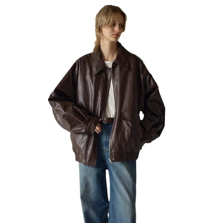 Veste en cuir synthétique surdimensionnée pour femme Chic & Stil