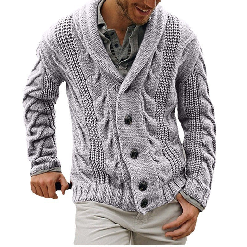 Men's knitted jacket with coarse pattern and elegant lapels Lune London
