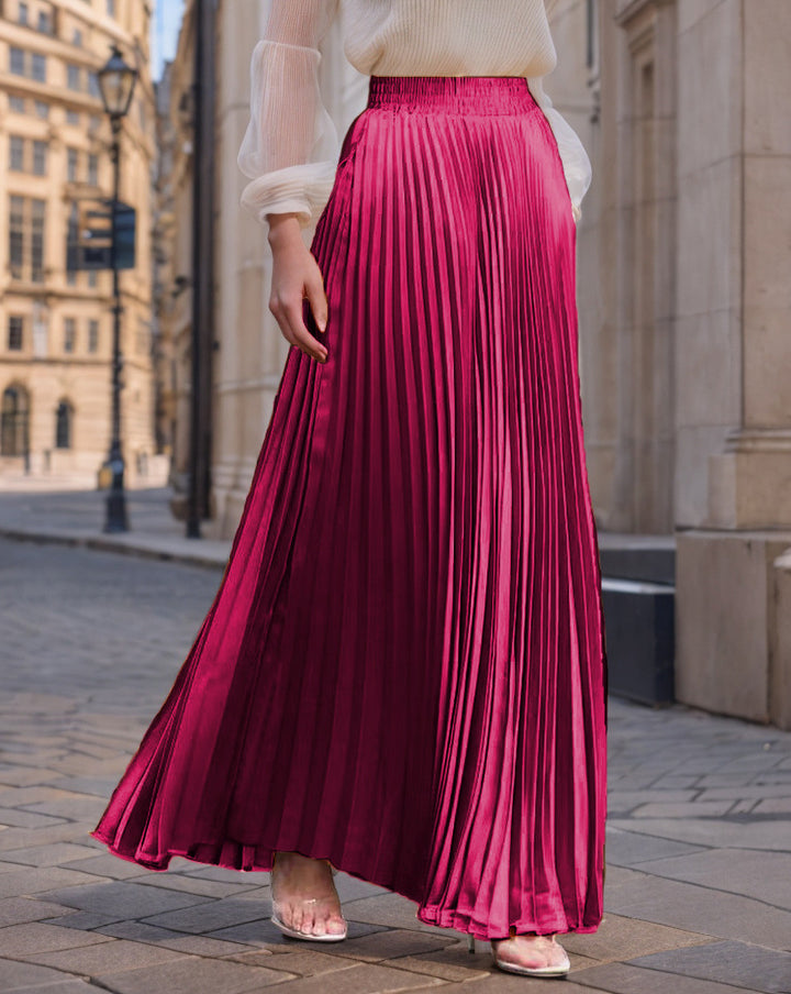 Pleated maxi skirt for women with elastic waist and flowy cut Lune London