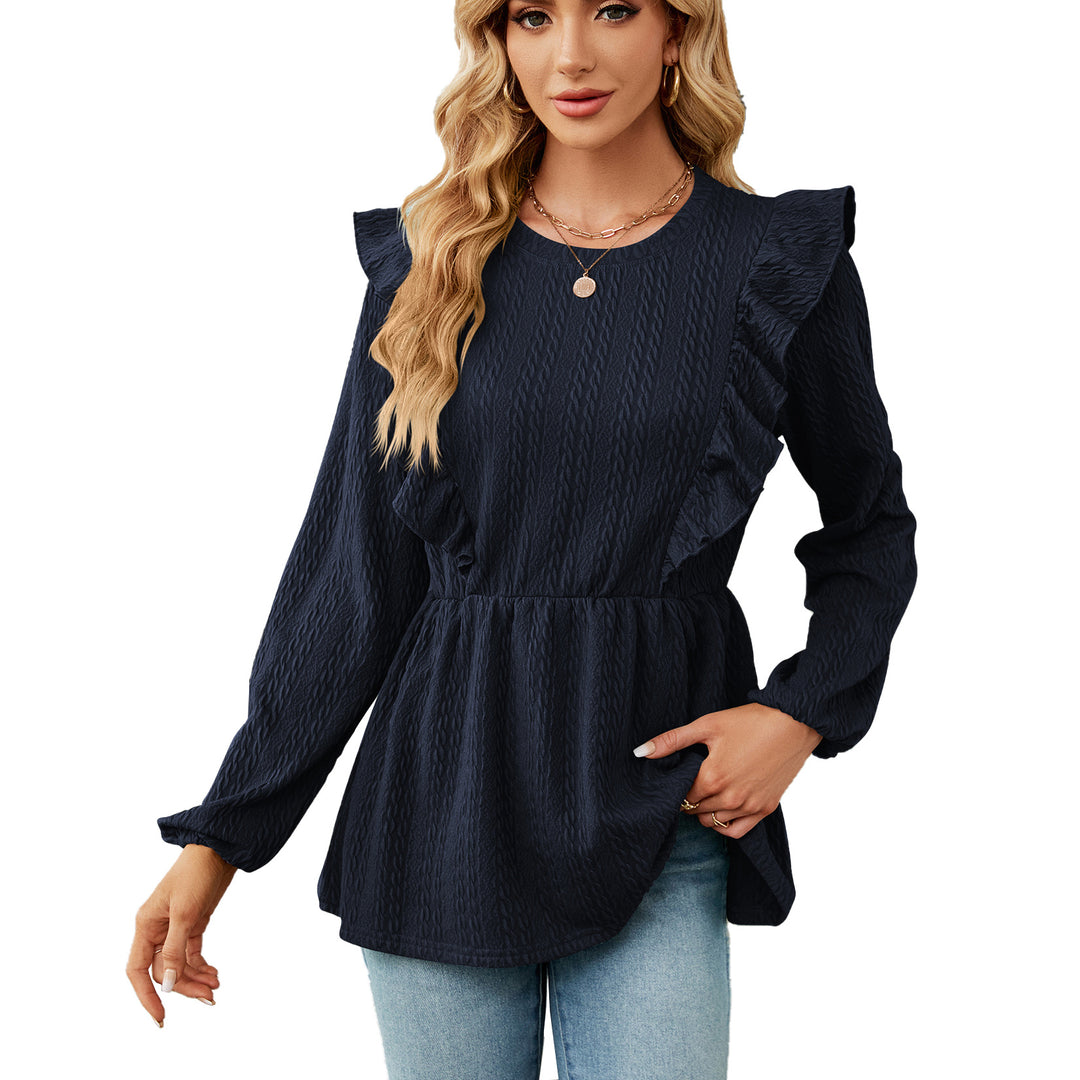 Trendy blouse for women with ruffled details and elastic waist Lune London