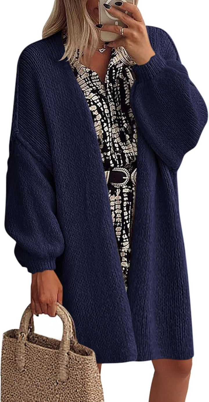 Casual knit coat for women with open cut and wide sleeves Lune London