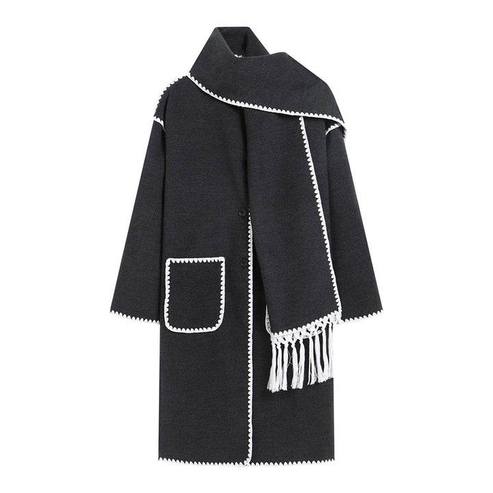 Elegant transitional coat for women with fringe embellishments Lune London