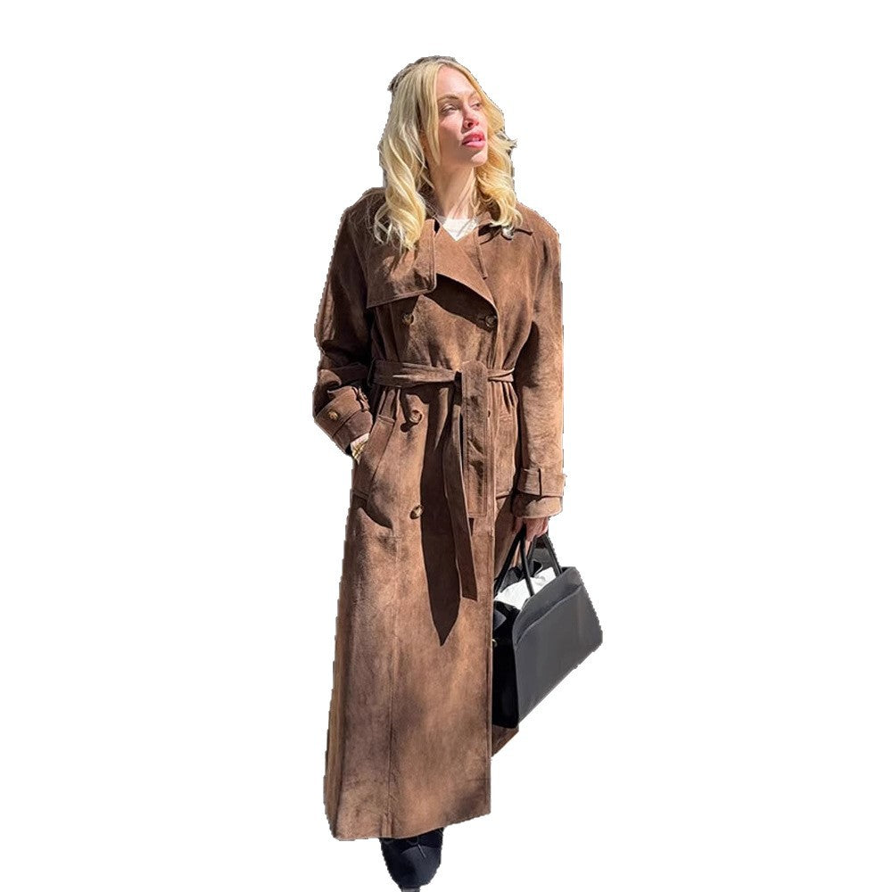 Long coat for women in soft suede Lune London