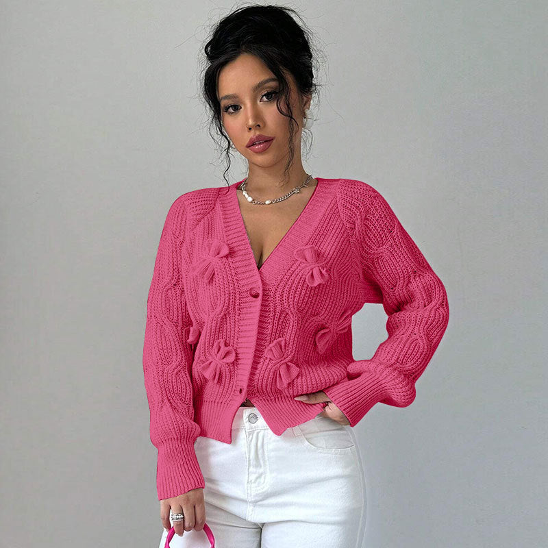 Cardigan pour femme avec design en relief floral et détails boutonnables Chic & Stil