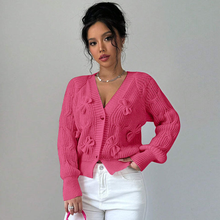 Cardigan pour femme avec design en relief floral et détails boutonnables Chic & Stil