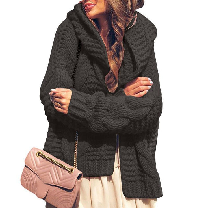 Ladies oversized knitted cardigan with asymmetrical cut and oversized sleeves Lune London