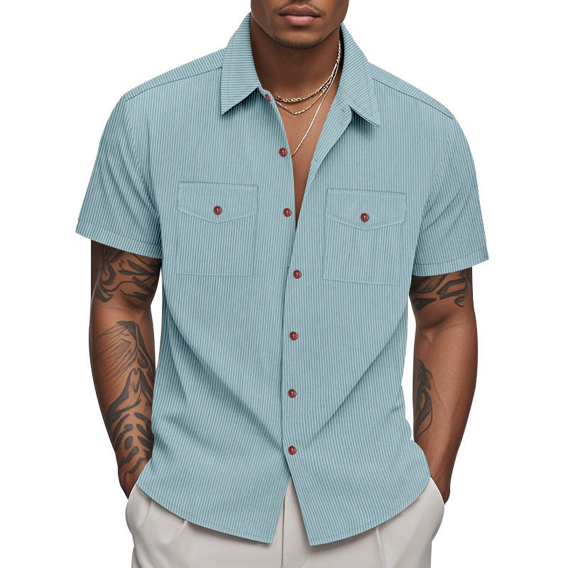 Short-sleeved shirt for men with textured surface and practical chest pockets Lune London