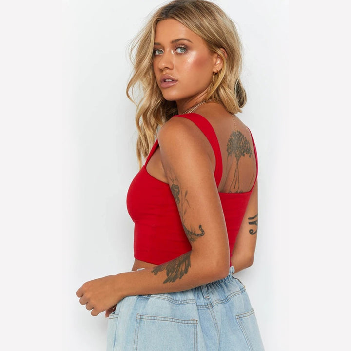 Women's Figure-Hugging Crop Top with Wide Straps Lune London