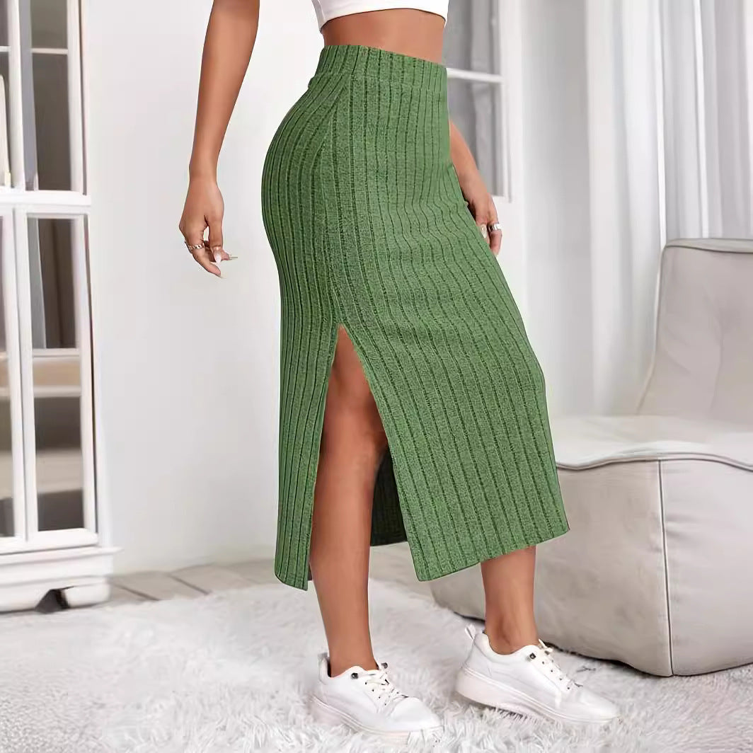 Roc midi dress woman with side slit and rib structure Lune London