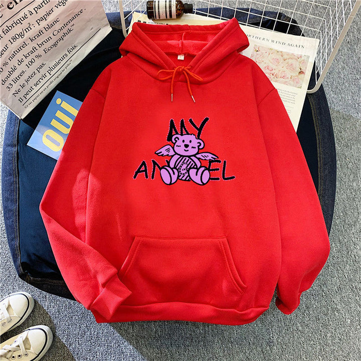Women's hoodie with cute angel bear design Chic & Stil