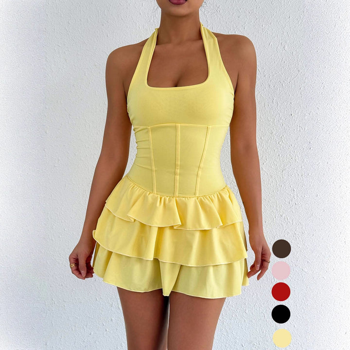 Women's ruffle dress with strapless design and figure-sculpting cut Lune London