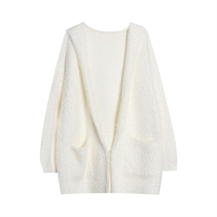 Cardigan en maille duveteuse pour femme avec poches décontractées et coupe ouverte Chic & Stil