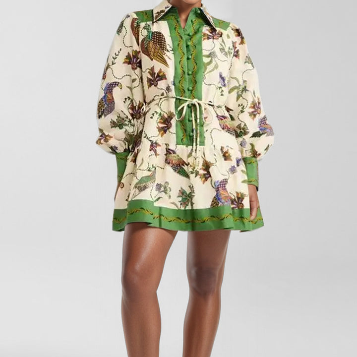 Robe blouse femme avec design floral et ceinture à la taille Chic & Stil