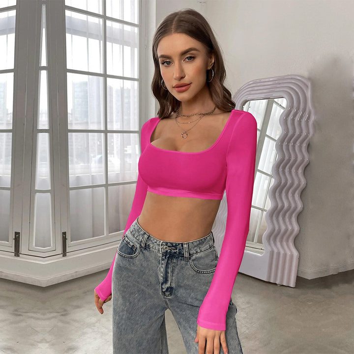 Haut court à manches longues pour femme avec décolleté carré élégant et coupe confortable Chic & Stil