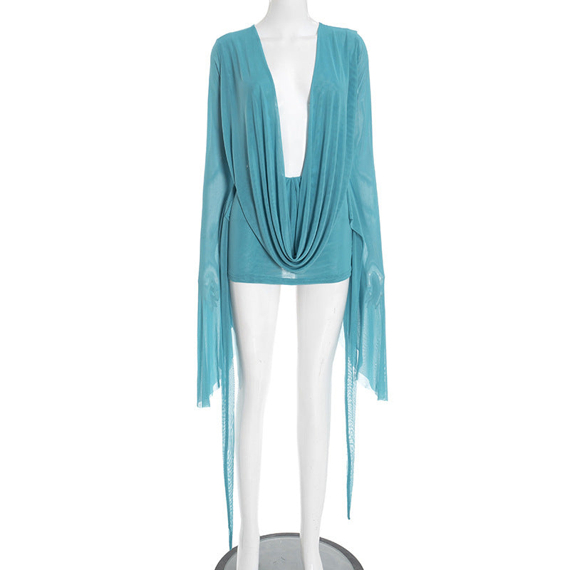 Women's Flowing Kaftan with Wide Sleeves and Deeper Neckline Lune London