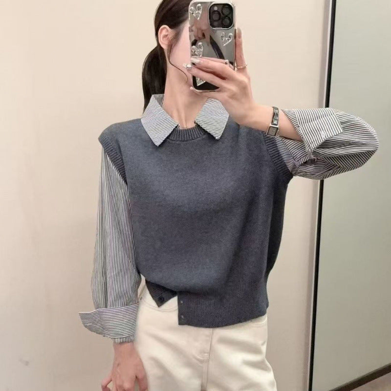 Pull décontracté pour femmes avec des manches de chemise élégantes et un look texturé Chic & Stil